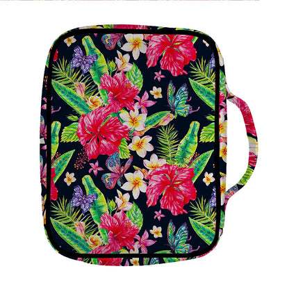 Exotic Hibiscus Flowers Pattern Print Front Pocket Bible Bag