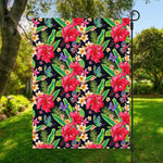 Exotic Hibiscus Flowers Pattern Print Garden Flag