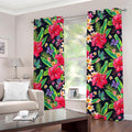 Exotic Hibiscus Flowers Pattern Print Grommet Curtains