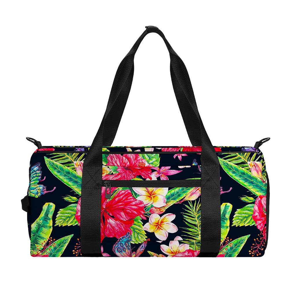 Exotic Hibiscus Flowers Pattern Print Gym Bag