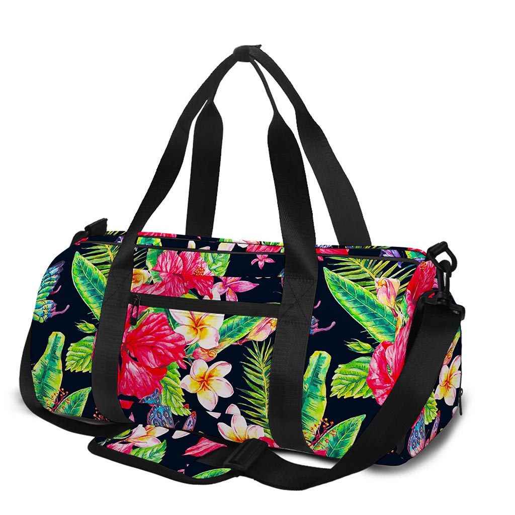 Exotic Hibiscus Flowers Pattern Print Gym Bag