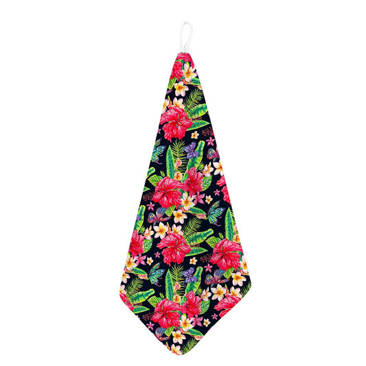 Exotic Hibiscus Flowers Pattern Print Hand Towel