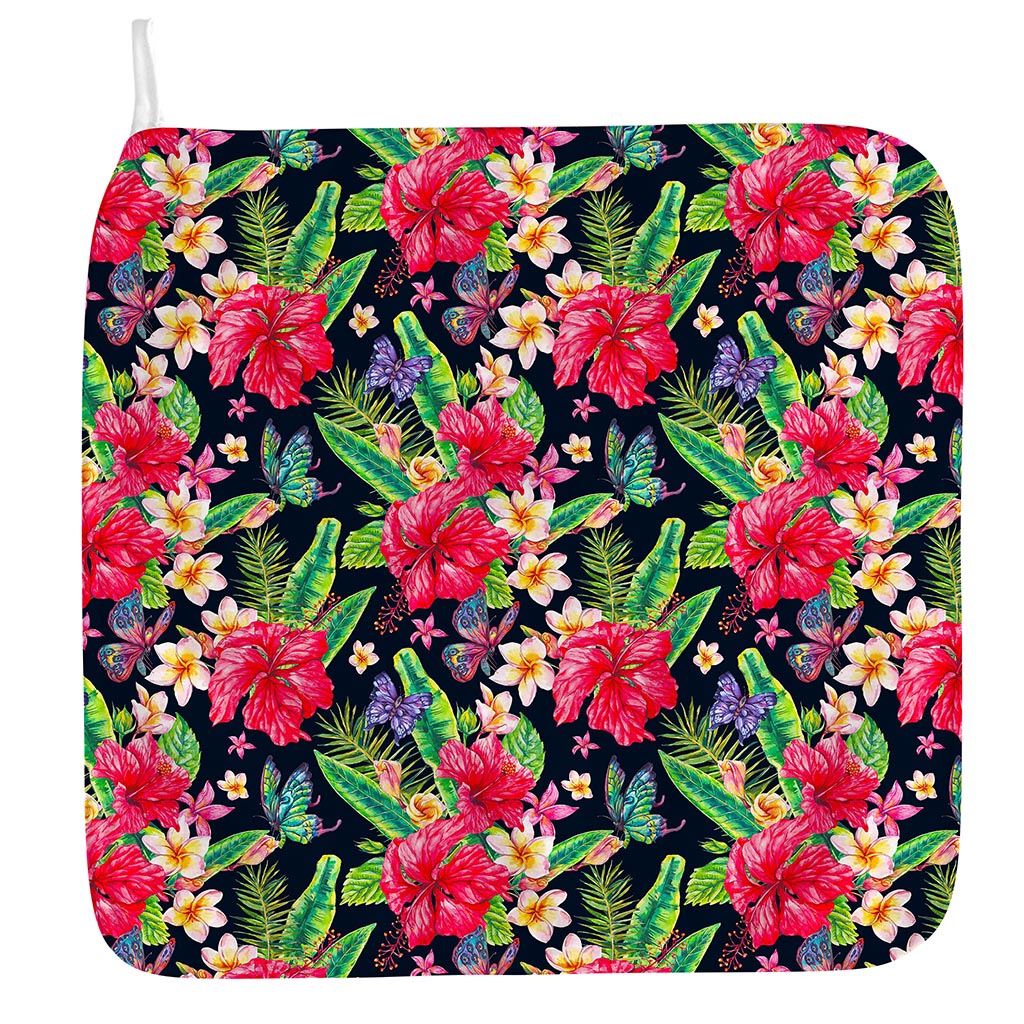 Exotic Hibiscus Flowers Pattern Print Hand Towel