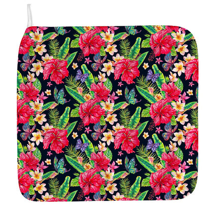 Exotic Hibiscus Flowers Pattern Print Hand Towel