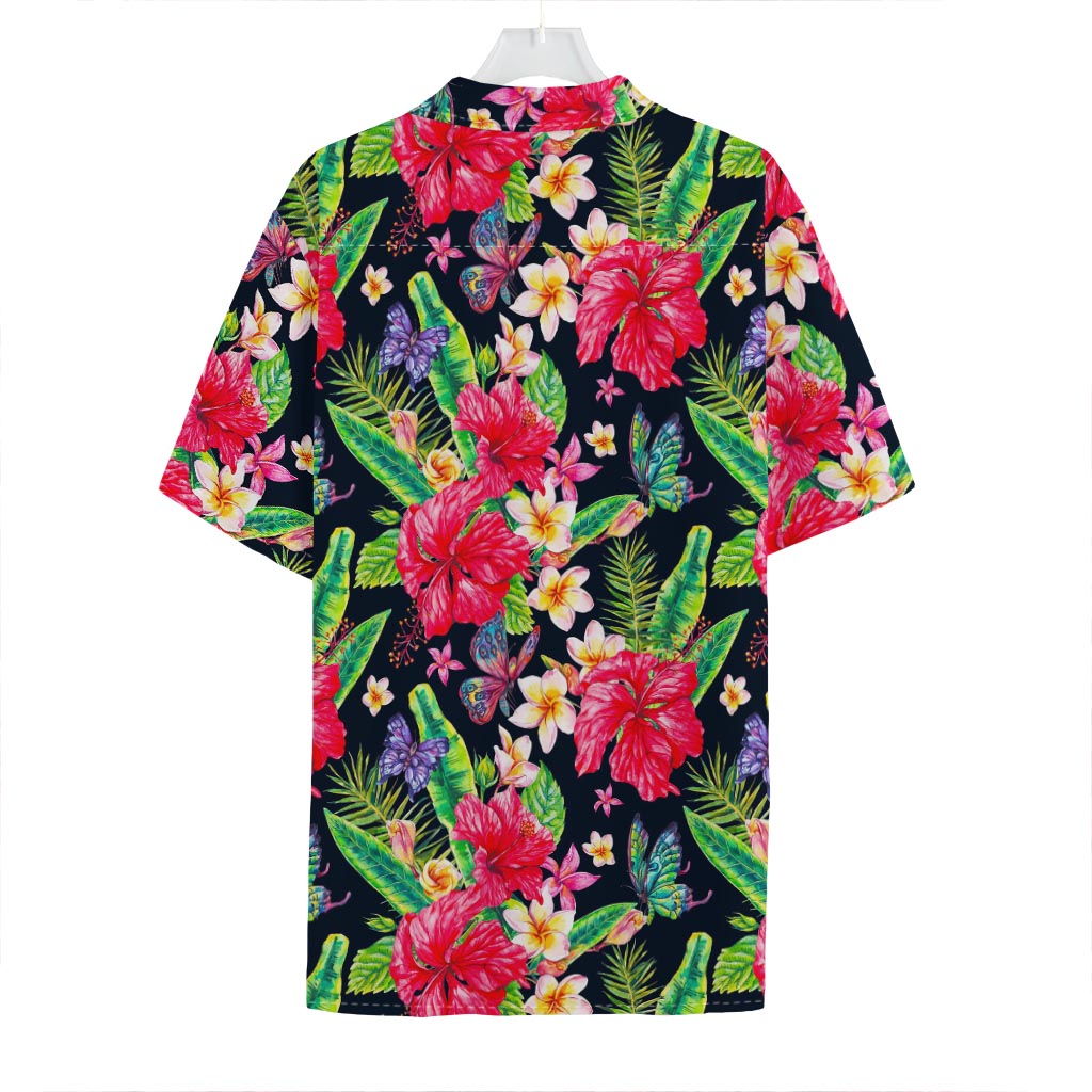 Exotic Hibiscus Flowers Pattern Print Hawaiian Shirt
