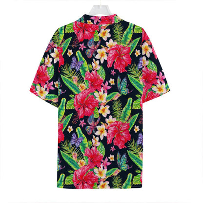 Exotic Hibiscus Flowers Pattern Print Hawaiian Shirt