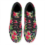 Exotic Hibiscus Flowers Pattern Print High Top Leather Sneakers