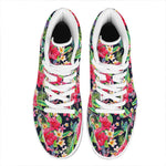 Exotic Hibiscus Flowers Pattern Print High Top Leather Sneakers