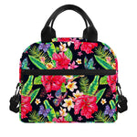 Exotic Hibiscus Flowers Pattern Print Insulated Lunch Bag