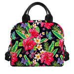 Exotic Hibiscus Flowers Pattern Print Insulated Lunch Bag
