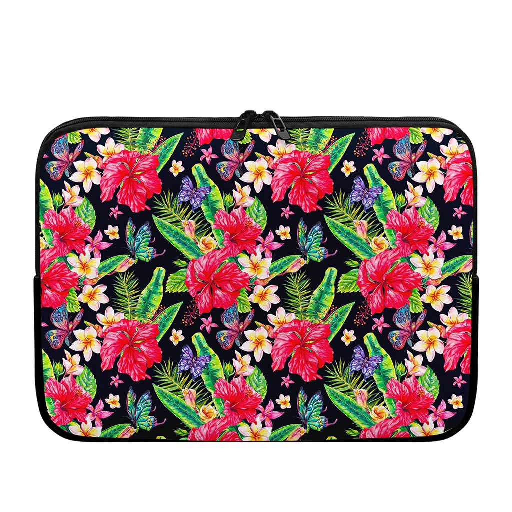 Exotic Hibiscus Flowers Pattern Print Laptop Sleeve