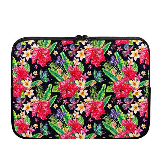 Exotic Hibiscus Flowers Pattern Print Laptop Sleeve