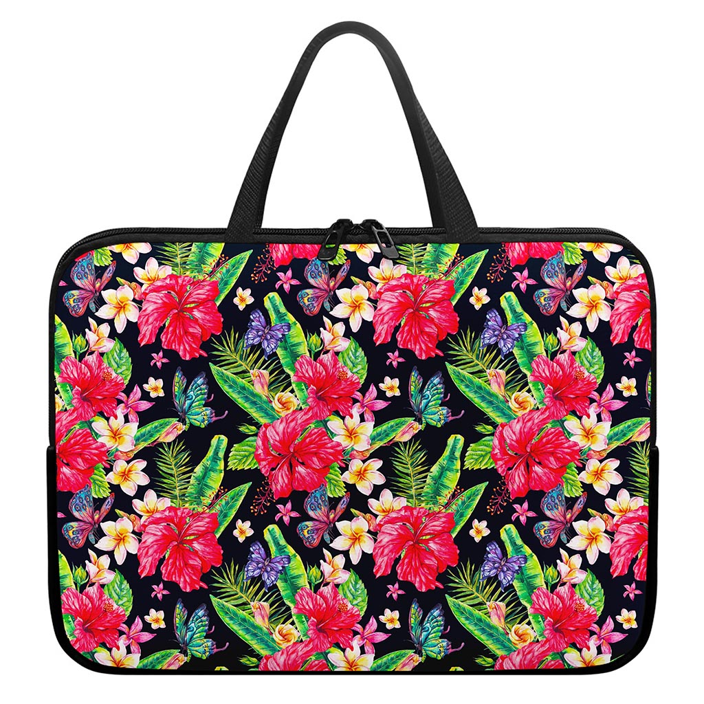 Exotic Hibiscus Flowers Pattern Print Laptop Sleeve With Handle