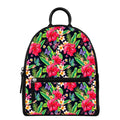 Exotic Hibiscus Flowers Pattern Print Leather Backpack