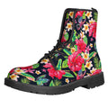 Exotic Hibiscus Flowers Pattern Print Lace-Up Boots
