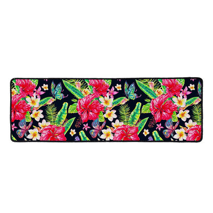 Exotic Hibiscus Flowers Pattern Print Long Kitchen Mat
