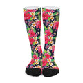 Exotic Hibiscus Flowers Pattern Print Long Socks