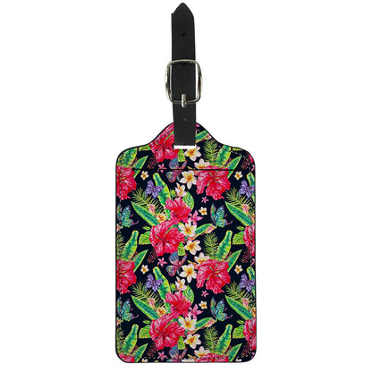 Exotic Hibiscus Flowers Pattern Print Luggage Tag