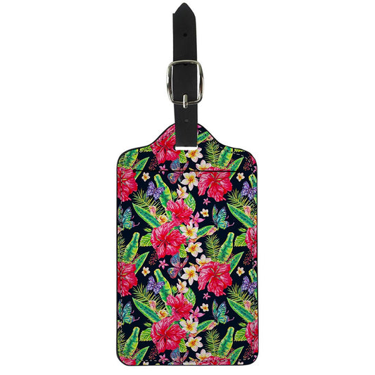 Exotic Hibiscus Flowers Pattern Print Luggage Tag