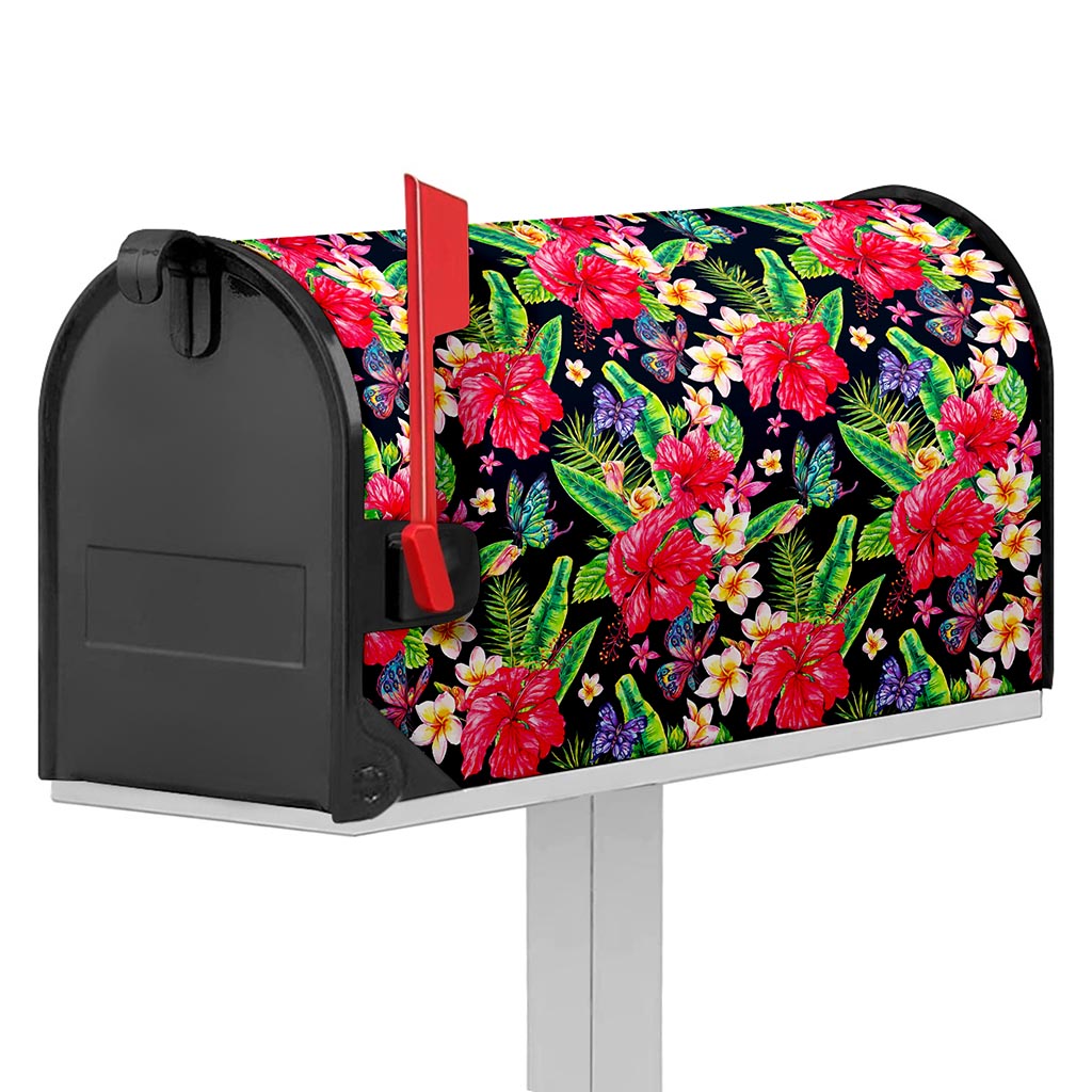 Exotic Hibiscus Flowers Pattern Print Mailbox Cover