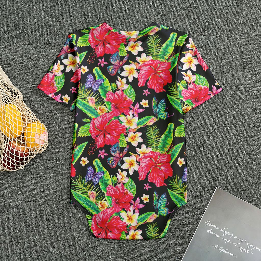 Exotic Hibiscus Flowers Pattern Print Men's Bodysuit