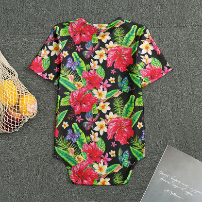 Exotic Hibiscus Flowers Pattern Print Men's Bodysuit