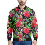 Exotic Hibiscus Flowers Pattern Print Men's Bomber Jacket