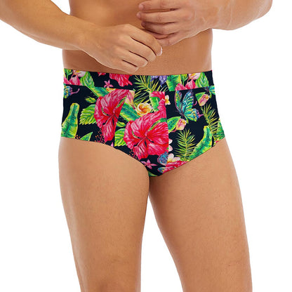 Exotic Hibiscus Flowers Pattern Print Men's Briefs