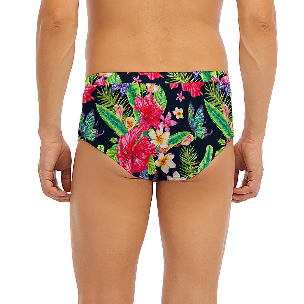 Exotic Hibiscus Flowers Pattern Print Men's Briefs