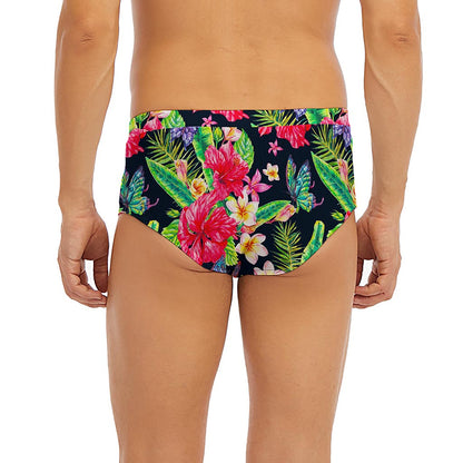 Exotic Hibiscus Flowers Pattern Print Men's Briefs