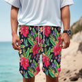 Exotic Hibiscus Flowers Pattern Print Men's Cargo Shorts
