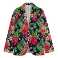Exotic Hibiscus Flowers Pattern Print Men's Cotton Blazer