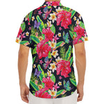 Exotic Hibiscus Flowers Pattern Print Men's Deep V-Neck Shirt