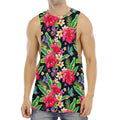 Exotic Hibiscus Flowers Pattern Print Men's Muscle Tank Top