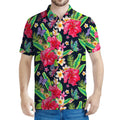 Exotic Hibiscus Flowers Pattern Print Men's Polo Shirt