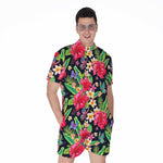 Exotic Hibiscus Flowers Pattern Print Men's Rompers