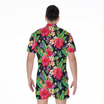Exotic Hibiscus Flowers Pattern Print Men's Rompers