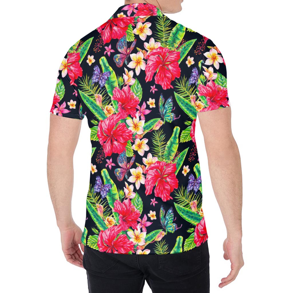 Exotic Hibiscus Flowers Pattern Print Men's Shirt