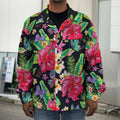 Exotic Hibiscus Flowers Pattern Print Men's Shirt Jacket