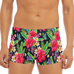 Exotic Hibiscus Flowers Pattern Print Men's Short Boxer Briefs
