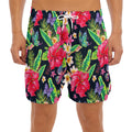 Exotic Hibiscus Flowers Pattern Print Men's Split Running Shorts