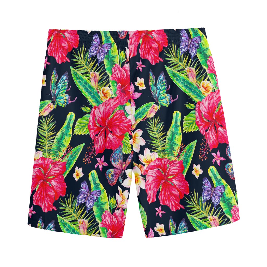 Exotic Hibiscus Flowers Pattern Print Men's Sports Shorts