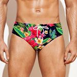 Exotic Hibiscus Flowers Pattern Print Men's Swim Briefs