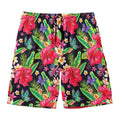 Exotic Hibiscus Flowers Pattern Print Men's Swim Trunks