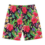 Exotic Hibiscus Flowers Pattern Print Men's Swim Trunks