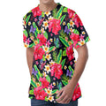 Exotic Hibiscus Flowers Pattern Print Men's Velvet T-Shirt