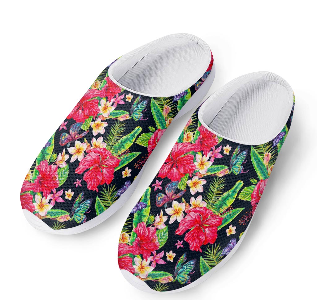 Exotic Hibiscus Flowers Pattern Print Mesh Casual Shoes
