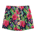 Exotic Hibiscus Flowers Pattern Print Mesh Shorts