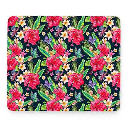 Exotic Hibiscus Flowers Pattern Print Mouse Pad