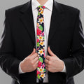 Exotic Hibiscus Flowers Pattern Print Necktie